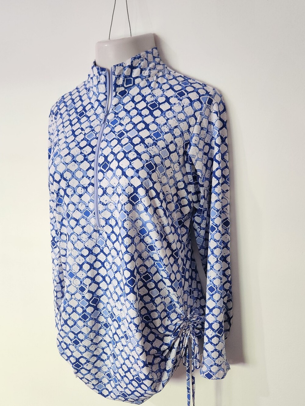 IKBUL Blue White Quarter Zip Sun Pullover Lg